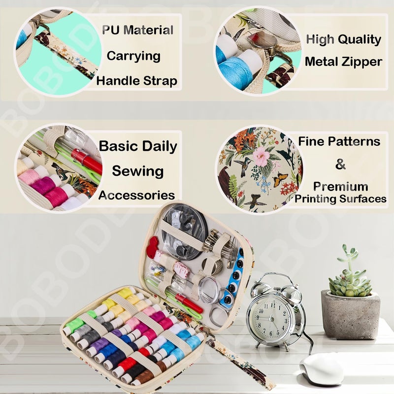 Bobode Arts Craft Printing Sewing Kit Butterflies Pattern Sewing Set Professional Travel Sewing Supplies with 18 Colors Sewing Thread, Basic Sewing Accessory for Emergency, Home - Image 4
